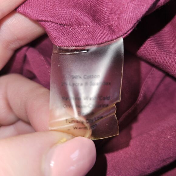 Talbots Womens Burgundy Purple Three Quarter Sleeve Button Down Shirt Size L - Picture 8 of 8